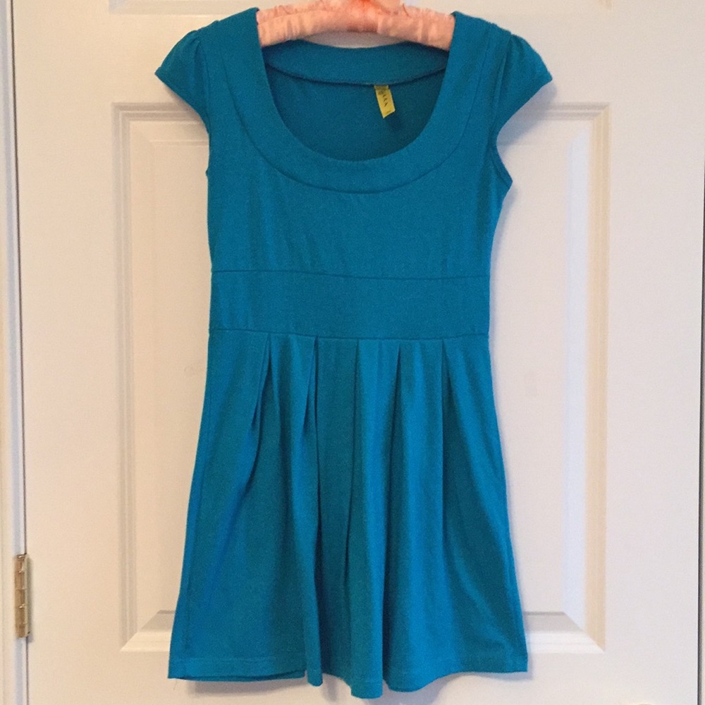 Teal knit cap sleeve tunic/dress